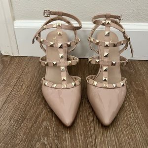 Nude studded heels